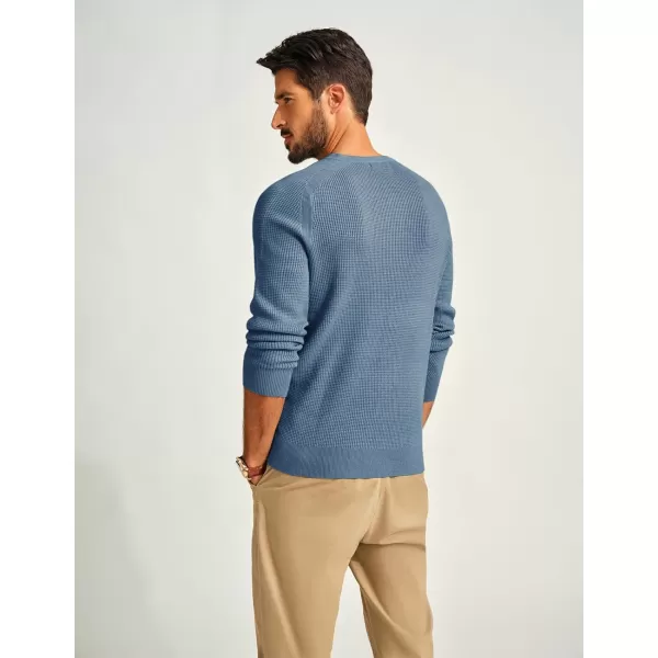PJ PAUL JONES Mens Henley Sweaters Waffle Crewneck Pullover Sweaters Jumper Sweater
