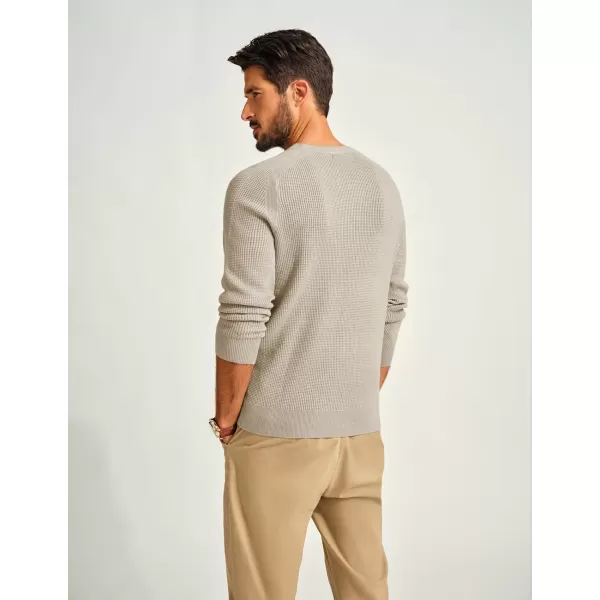 PJ PAUL JONES Mens Henley Sweaters Waffle Crewneck Pullover Sweaters Jumper Sweater