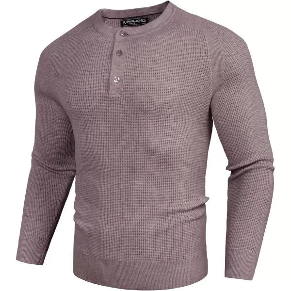 PJ PAUL JONES Mens Henley Sweaters Waffle Crewneck Pullover Sweaters Jumper Sweater