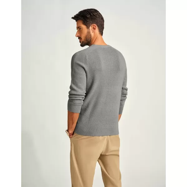 PJ PAUL JONES Mens Henley Sweaters Waffle Crewneck Pullover Sweaters Jumper Sweater