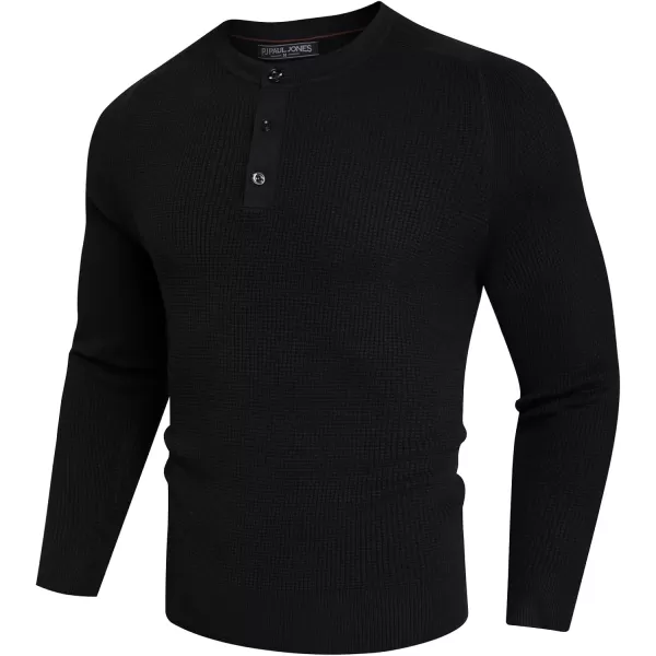 PJ PAUL JONES Mens Henley Sweaters Waffle Crewneck Pullover Sweaters Jumper Sweater