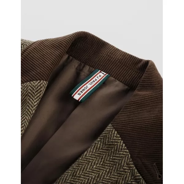 PJ PAUL JONES Mens Herringbone Blazer Vintage Tweed Wool Blend Sport Coat Jacket
