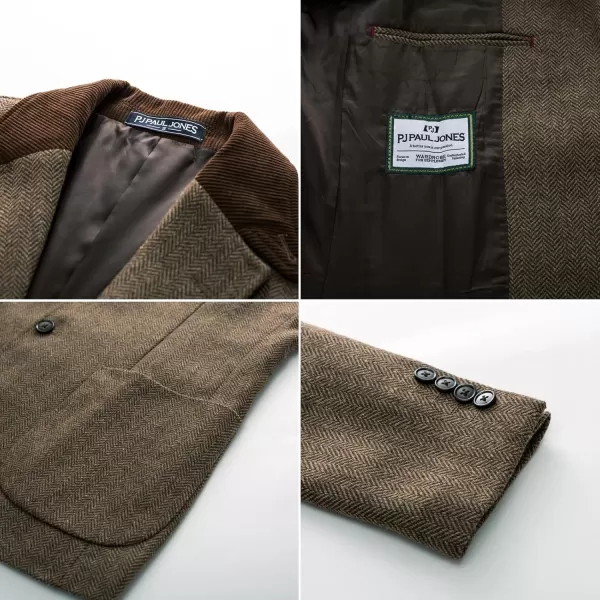 PJ PAUL JONES Mens Herringbone Blazer Vintage Tweed Wool Blend Sport Coat Jacket