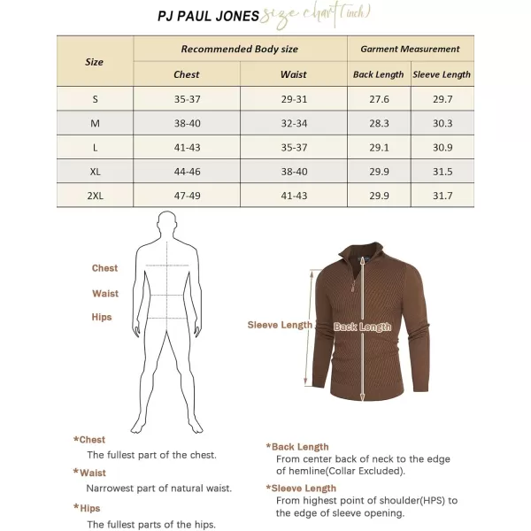PJ PAUL JONES Mens Quarter Zip Pullover Sweaters Casual Slim Fit Knit Texture Sweater