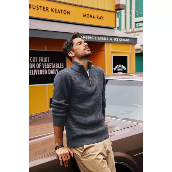 PJ PAUL JONES Mens Quarter Zip Pullover Sweaters Casual Slim Fit Knit Texture Sweater
