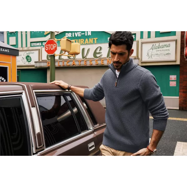 PJ PAUL JONES Mens Quarter Zip Pullover Sweaters Casual Slim Fit Knit Texture Sweater