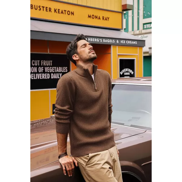 PJ PAUL JONES Mens Quarter Zip Pullover Sweaters Casual Slim Fit Knit Texture Sweater