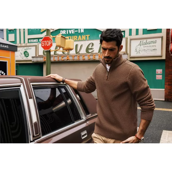 PJ PAUL JONES Mens Quarter Zip Pullover Sweaters Casual Slim Fit Knit Texture Sweater