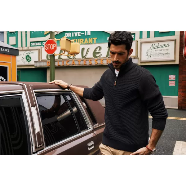 PJ PAUL JONES Mens Quarter Zip Pullover Sweaters Casual Slim Fit Knit Texture Sweater
