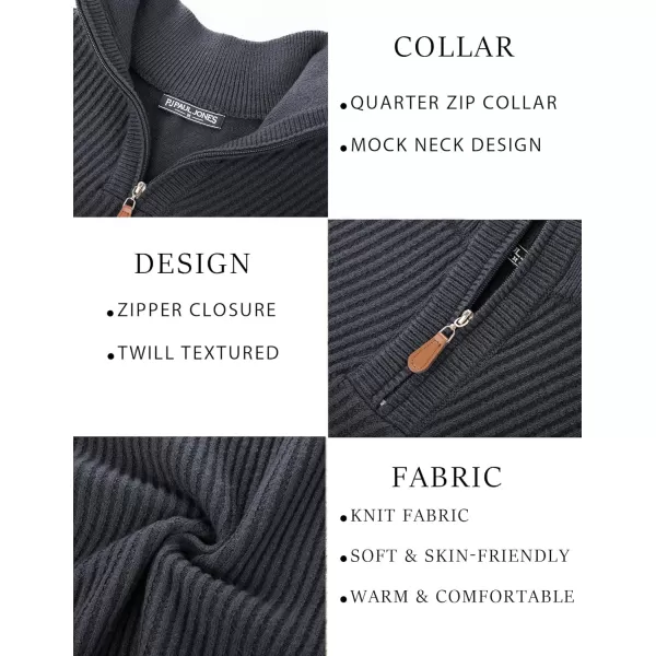 PJ PAUL JONES Mens Quarter Zip Pullover Sweaters Casual Slim Fit Knit Texture Sweater