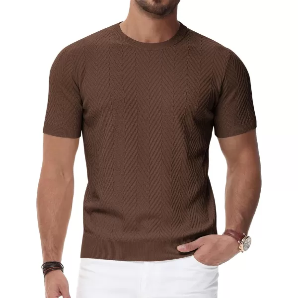 PJ PAUL JONES Men's Short Sleeve Knit T-Shirts Casual Crewneck Solid Texture Knit Shirt