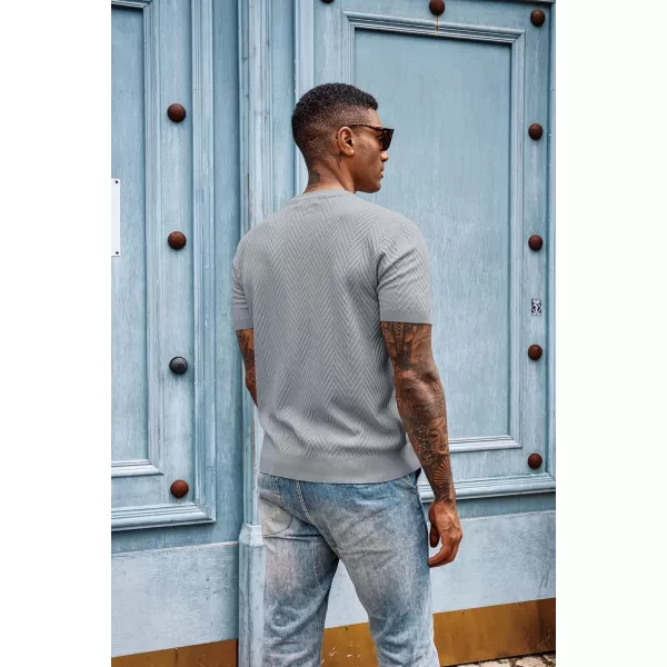 PJ PAUL JONES Men's Short Sleeve Knit T-Shirts Casual Crewneck Solid Texture Knit Shirt