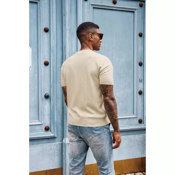 PJ PAUL JONES Men's Short Sleeve Knit T-Shirts Casual Crewneck Solid Texture Knit Shirt
