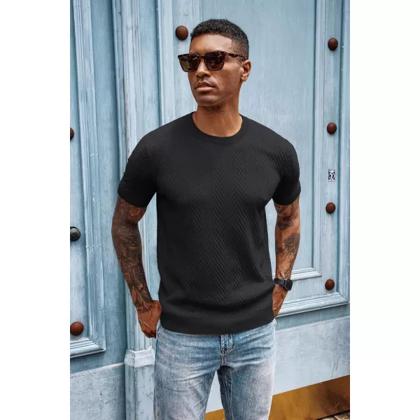 PJ PAUL JONES Men's Short Sleeve Knit T-Shirts Casual Crewneck Solid Texture Knit Shirt