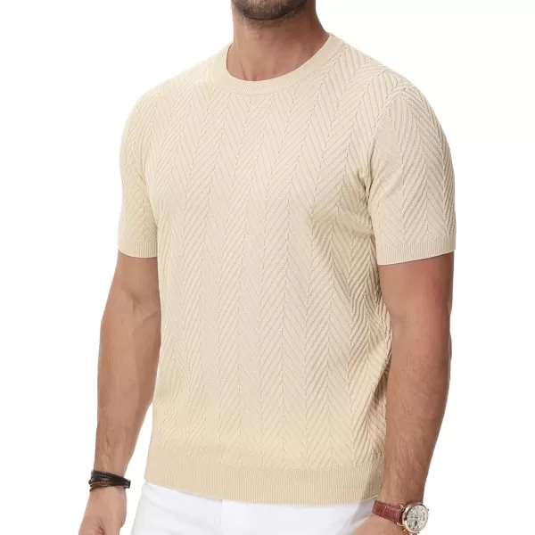 PJ PAUL JONES Men's Short Sleeve Knit T-Shirts Casual Crewneck Solid Texture Knit Shirt