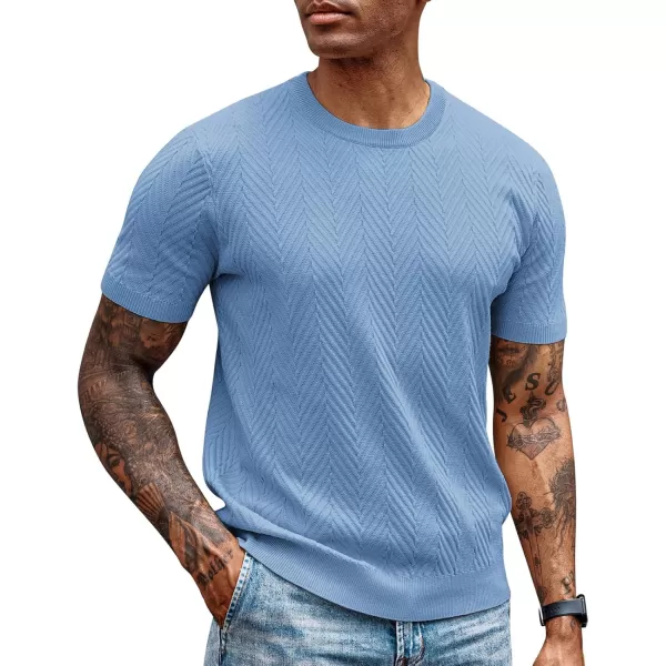 PJ PAUL JONES Men's Short Sleeve Knit T-Shirts Casual Crewneck Solid Texture Knit Shirt