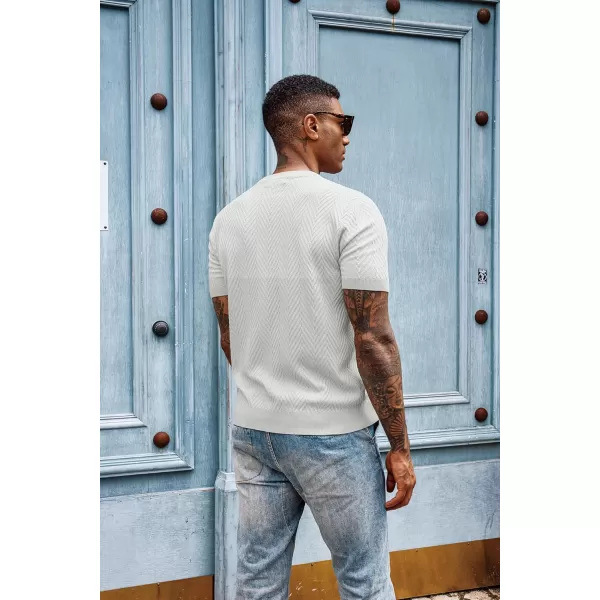 PJ PAUL JONES Men's Short Sleeve Knit T-Shirts Casual Crewneck Solid Texture Knit Shirt