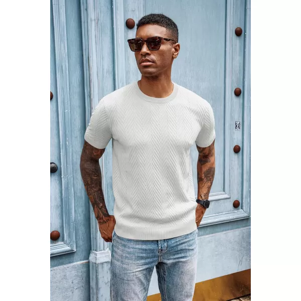 PJ PAUL JONES Men's Short Sleeve Knit T-Shirts Casual Crewneck Solid Texture Knit Shirt