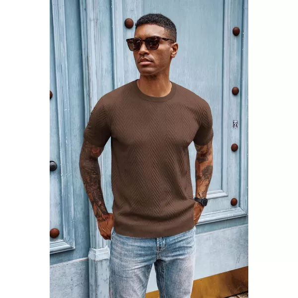 PJ PAUL JONES Men's Short Sleeve Knit T-Shirts Casual Crewneck Solid Texture Knit Shirt