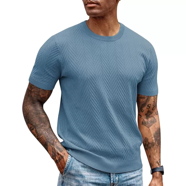 PJ PAUL JONES Men's Short Sleeve Knit T-Shirts Casual Crewneck Solid Texture Knit Shirt