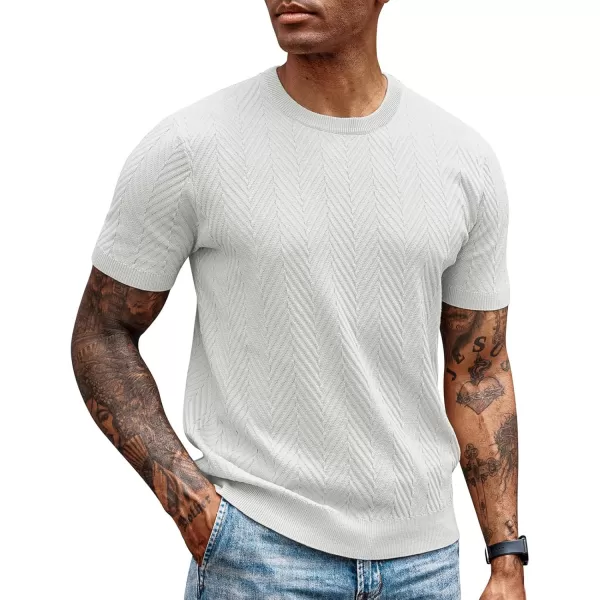 PJ PAUL JONES Men's Short Sleeve Knit T-Shirts Casual Crewneck Solid Texture Knit Shirt