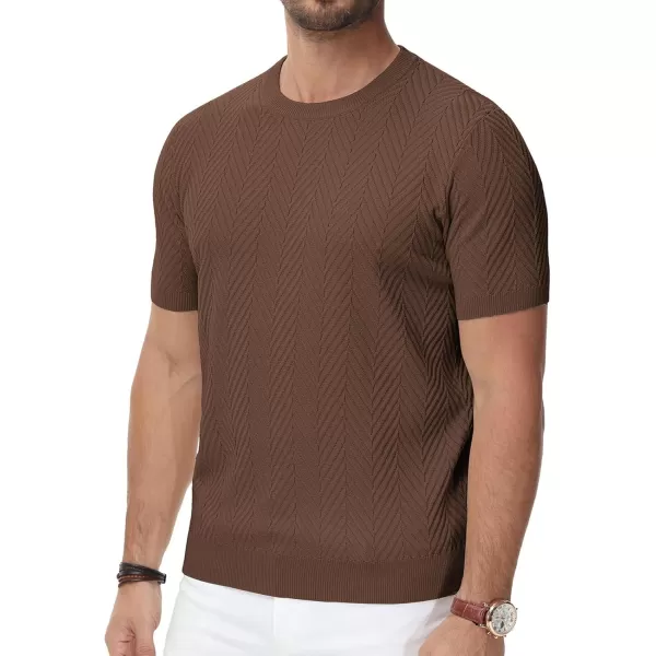 PJ PAUL JONES Men's Short Sleeve Knit T-Shirts Casual Crewneck Solid Texture Knit Shirt