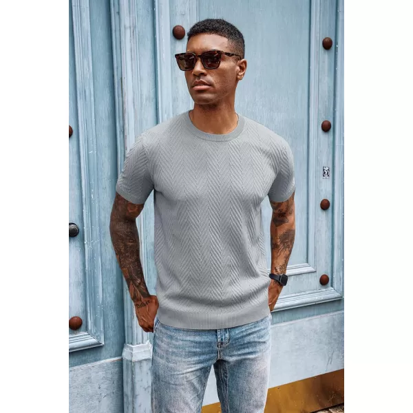 PJ PAUL JONES Men's Short Sleeve Knit T-Shirts Casual Crewneck Solid Texture Knit Shirt