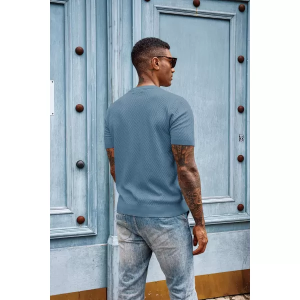 PJ PAUL JONES Men's Short Sleeve Knit T-Shirts Casual Crewneck Solid Texture Knit Shirt