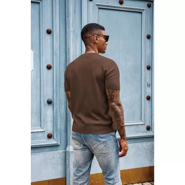 PJ PAUL JONES Men's Short Sleeve Knit T-Shirts Casual Crewneck Solid Texture Knit Shirt