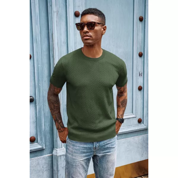 PJ PAUL JONES Men's Short Sleeve Knit T-Shirts Casual Crewneck Solid Texture Knit Shirt