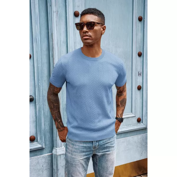 PJ PAUL JONES Men's Short Sleeve Knit T-Shirts Casual Crewneck Solid Texture Knit Shirt
