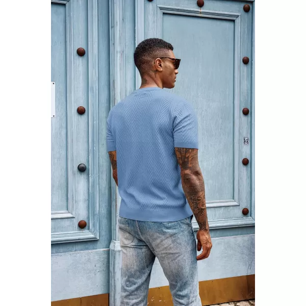 PJ PAUL JONES Men's Short Sleeve Knit T-Shirts Casual Crewneck Solid Texture Knit Shirt