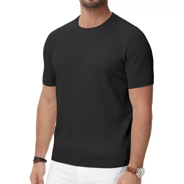 PJ PAUL JONES Men's Short Sleeve Knit T-Shirts Casual Crewneck Solid Texture Knit Shirt