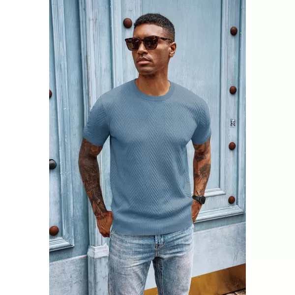 PJ PAUL JONES Men's Short Sleeve Knit T-Shirts Casual Crewneck Solid Texture Knit Shirt