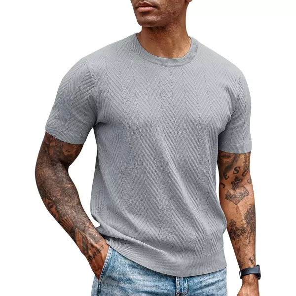 PJ PAUL JONES Men's Short Sleeve Knit T-Shirts Casual Crewneck Solid Texture Knit Shirt