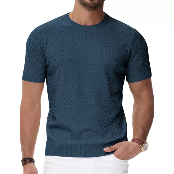 PJ PAUL JONES Men's Short Sleeve Knit T-Shirts Casual Crewneck Solid Texture Knit Shirt