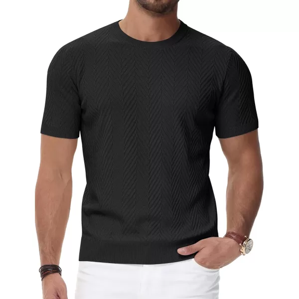 PJ PAUL JONES Men's Short Sleeve Knit T-Shirts Casual Crewneck Solid Texture Knit Shirt