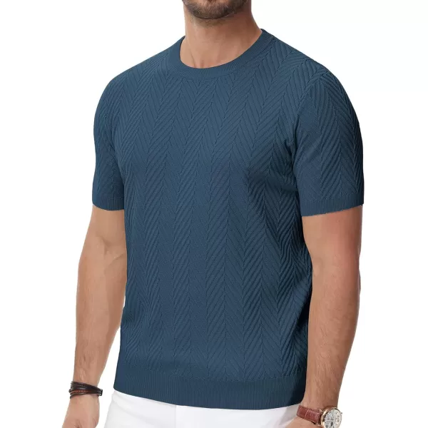 PJ PAUL JONES Men's Short Sleeve Knit T-Shirts Casual Crewneck Solid Texture Knit Shirt