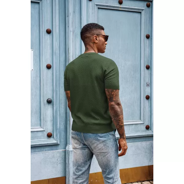 PJ PAUL JONES Men's Short Sleeve Knit T-Shirts Casual Crewneck Solid Texture Knit Shirt