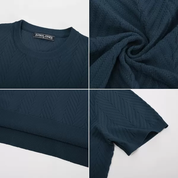 PJ PAUL JONES Men's Short Sleeve Knit T-Shirts Casual Crewneck Solid Texture Knit Shirt