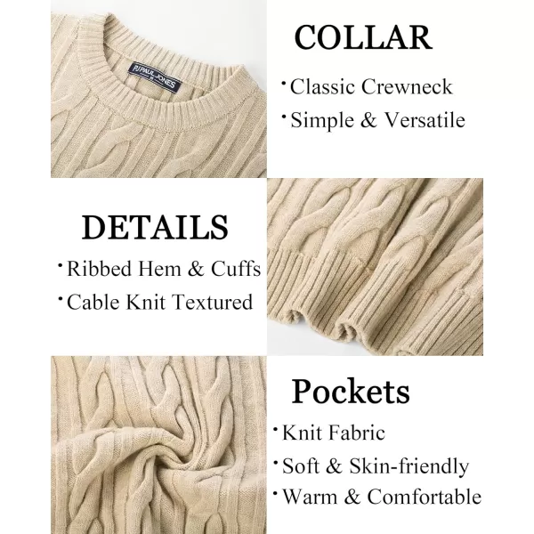PJ PAUL JONES Mens Sweater Crewneck Cable Knit Pullover Sweater Casual Twist Textured Sweaters