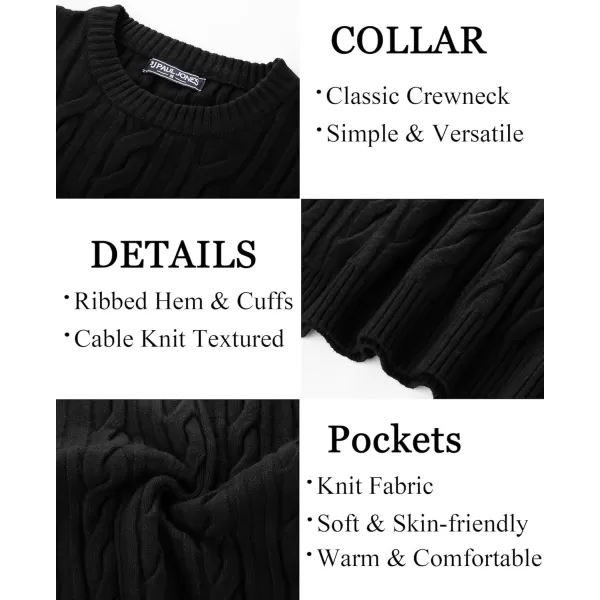 PJ PAUL JONES Mens Sweater Crewneck Cable Knit Pullover Sweater Casual Twist Textured Sweaters
