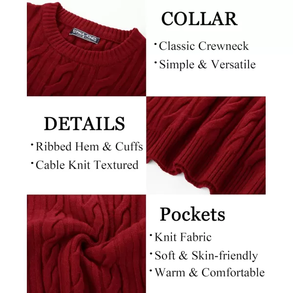 PJ PAUL JONES Mens Sweater Crewneck Cable Knit Pullover Sweater Casual Twist Textured Sweaters