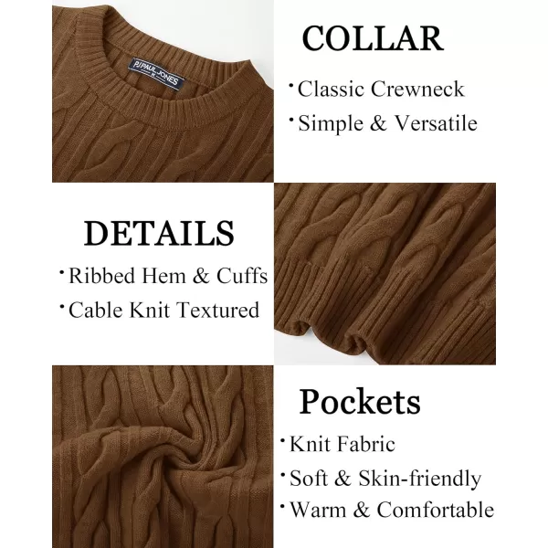 PJ PAUL JONES Mens Sweater Crewneck Cable Knit Pullover Sweater Casual Twist Textured Sweaters
