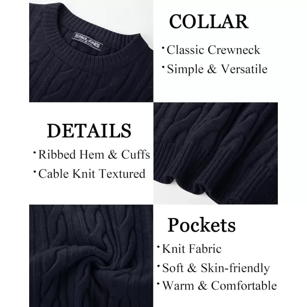 PJ PAUL JONES Mens Sweater Crewneck Cable Knit Pullover Sweater Casual Twist Textured Sweaters
