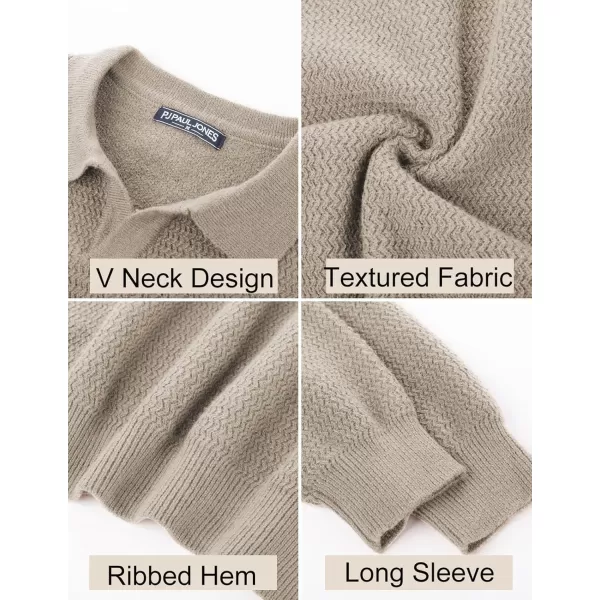 PJ PAUL JONES Men's Sweater V Neck Pullover Sweater Long Sleeve Cable Knit Textured Sweater