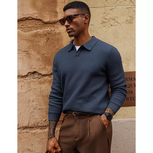 PJ PAUL JONES Men's Sweater V Neck Pullover Sweater Long Sleeve Cable Knit Textured Sweater