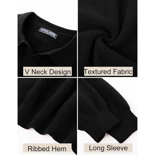 PJ PAUL JONES Men's Sweater V Neck Pullover Sweater Long Sleeve Cable Knit Textured Sweater