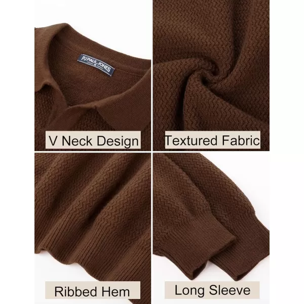 PJ PAUL JONES Men's Sweater V Neck Pullover Sweater Long Sleeve Cable Knit Textured Sweater