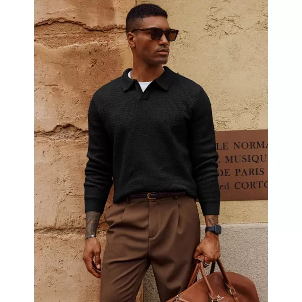 PJ PAUL JONES Men's Sweater V Neck Pullover Sweater Long Sleeve Cable Knit Textured Sweater